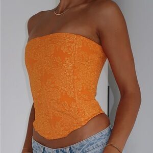 White Fox Can’t Be Trusted Orange Bustier Top